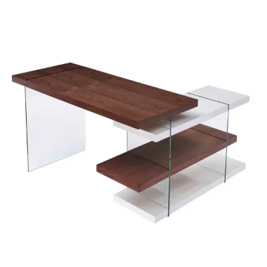 Toppington L-Shaped Desk with Storage Walnut/White - Aiden Lane image {8}