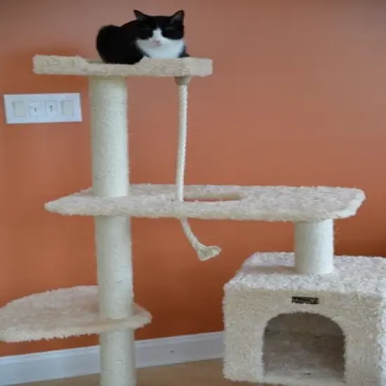 Armarkat Faux Fur Covered Real Wood Cat Scratch Furniture 57" Beige A5708 image {3}