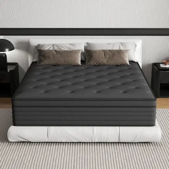 CHEVNI 12-14 Inch Mattress in a box Hybrid Spring Memory Foam Medium Firm Black image {6}