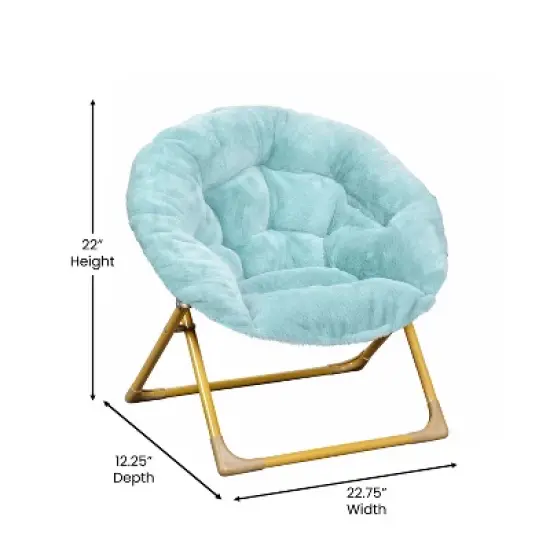 Flash Furniture Gwen  23" Kids Cozy Mini Folding Saucer Chair, Faux Fur Moon Chair for Toddlers and Bedroom image {6}