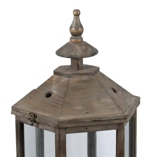 A&B Home 2pc Graca Polygon Temple Outdoor Garden Lanterns - Natural image {2}