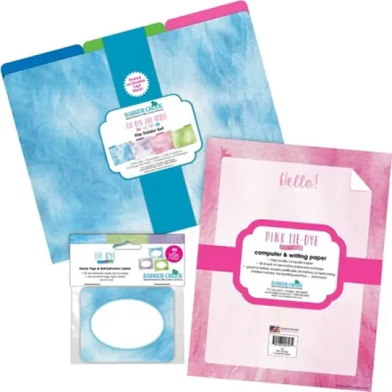Barker Creek Pink Tie-Dye Get Organized File Folders Set Multi-Design 107 per Set: Stationery, Paper, Top Tab, 50 Sheet Capacity image {4}
