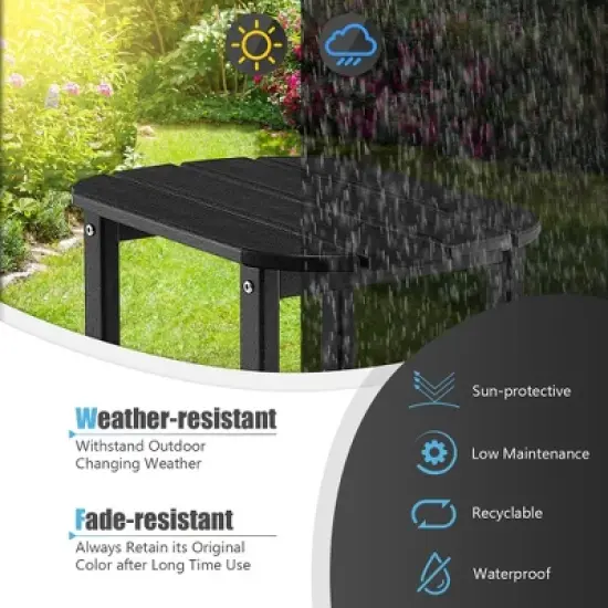 Costway 18'' Patio Adirondack Side Table Weather Resistant HDPE Garden Grey/Black image {6}