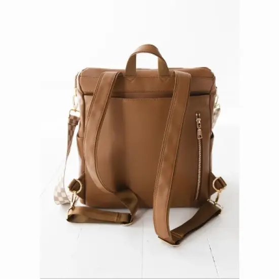 Vegan Leather Diaper Bag | Melted Chocolate | Charlie Lou Baby image {3}