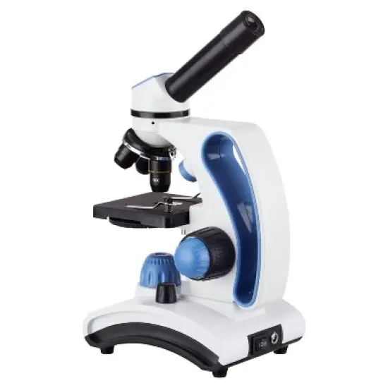 Portable Dual LED Student Microscope with Prepared and Blank Slides and Microscope Book - AmScope image {1}