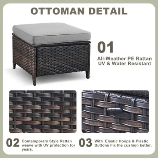 7 Pieces Gymojoy Sofa Chairs Ottoman with Swivel Chairs image {12}