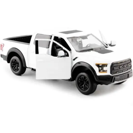 2017 Ford F-150 Raptor Pickup Truck White with Black Wheels 1/24 Diecast Model Car by Motormax image {1}