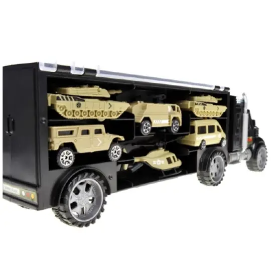 Insten Military Transport Car Carrier Truck with 6 Army Cars, Play Set Toys for Kids image {7}