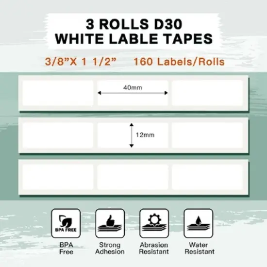 Maison Products D30 Thermal self-Adhesive Label, Compatible with D30 Label Printer 160 Labels/Roll image {1}