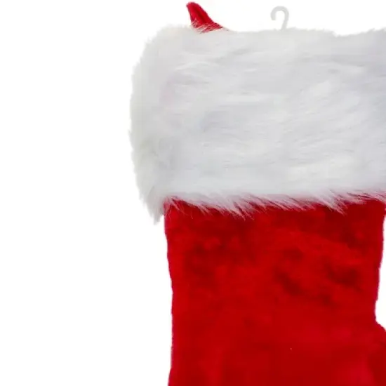 Northlight Traditional Plush Hanging Christmas Stocking with Cuff - 20" - Red and White image {2}