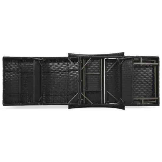 LOVSON 80'' Outdoor Wicker Chaise Lounge (Set of 2), Pull-Out Side Table, Adjustable Backrest, Pool Sun Lounger, Black image {10}