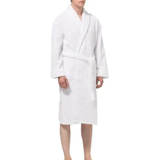 Alpine Swiss Dario Mens Luxury Waffle Knit Cotton Bathrobe Shawl Collar Hotel Spa Robe image {4}