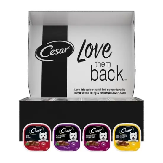 Cesar Classic Loaf in Sauce Variety Pack Egg, Steak and Beef Flavor Wet Dog Food - 211.64oz/60ct image {3}