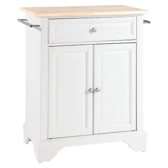 LaFayette Natural Wood Top Portable Kitchen Island - White - Crosley image {1}