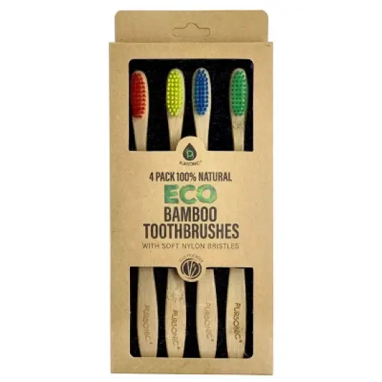 Pursonic 4 Pack Eco Bamboo Toothbrushes with Soft Nylon Bristles image {1}