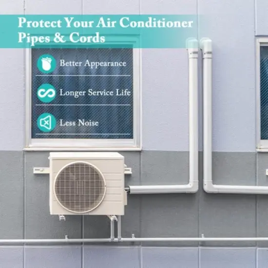 Costway 4" PVC Decorative Mini Split Line Set Cover with Flexible Duct & Straight Duct image {1}