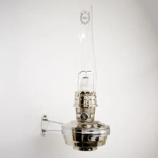 Aladdin Wall Oil Lamp with Wall Bracket, Indoor Emergency Fuel Lighting for Wall, Shelf, Table or Hanging, Chrome or Brass Finish image {6}