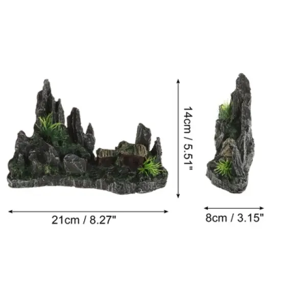 Unique Bargains Aquarium Terrariums Mountain for Fish Tank Landscape Decoration Gray Green 5.51" Height 1pcs image {3}