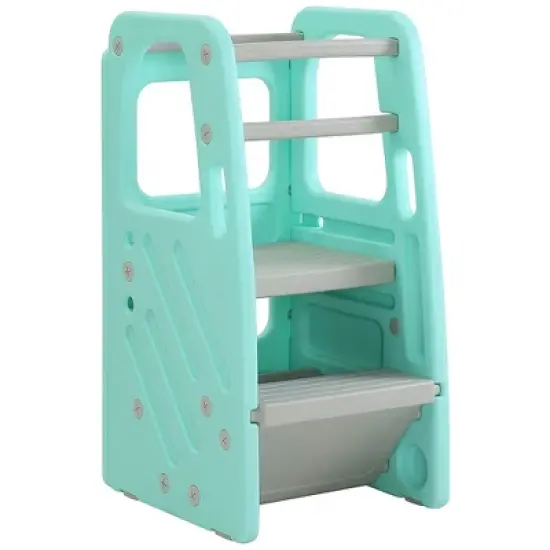 SDADI PLT01PK Children's Plastic Learning Step Stool with 3 Adjustable Heights, 150 Pound Capacity, Built-In Storage, and Non-Skid Rubber Feet image {7}