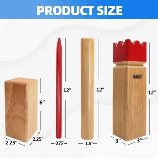 GSE Oak Hardwood Kubb Viking Tossing Game Outdoor Backyard Lawn Throwing Game Set image {1}