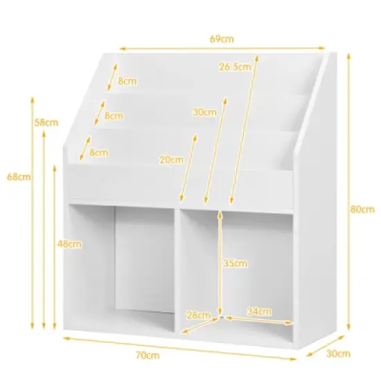 Tangkula Kids Wooden Bookshelf Bookcase Display Rack Toy Storage Cabinet Organizer Holder for Kids Room&Nursery image {7}