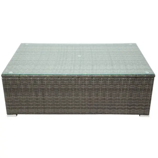 7pc Wicker Patio Seating Set with Storage Box - Gray - GODEER image {9}