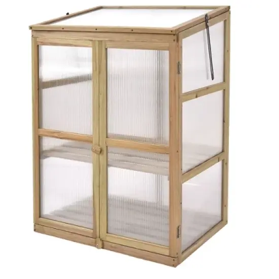 Costway Garden Portable Wooden GreenHouse Cold Frame Raised Plants Shelves Protection image {7}