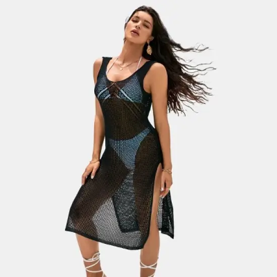 Women's Hollow Out Sleeveless V Neck Knee Length Cover Up - Cupshe image {7}