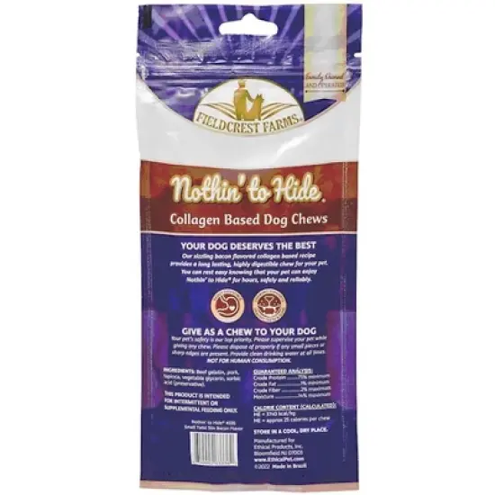 Fieldcrest Farms Nothin&rsquo; To Hide 6" Bacon Flavor Twist Stix Dog Treats (Pack of 10) image {1}