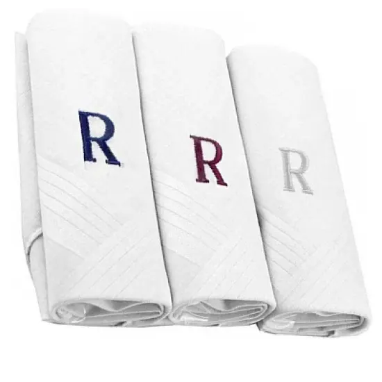 Men's Cotton Monogrammed Handkerchiefs Initial Letter Hanky image {12}