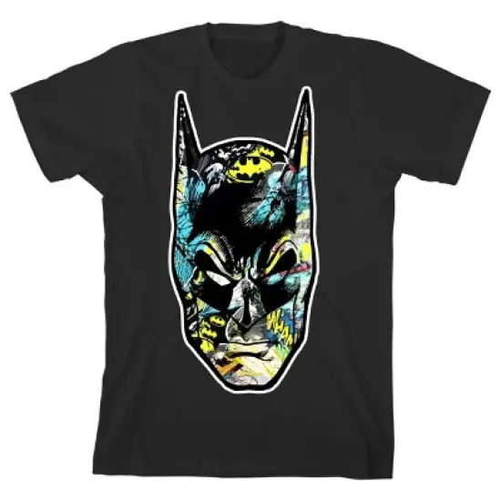 Batman Mask Graphics Black T-shirt Toddler Boy to Youth Boy image {5}