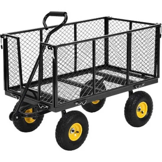 Heavy Duty 1100 LBS Steel Garden Cart, 3 in 1 Pullable Garden Wagon, Folding Utility Wagon w/Removable Sides & 10" Wheels for Farm, Yard image {7}