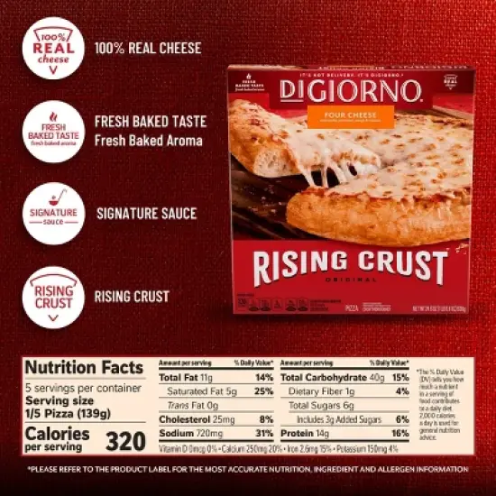 DiGiorno Rising Crust Four Cheese Frozen Pizza - 24.6oz image {5}