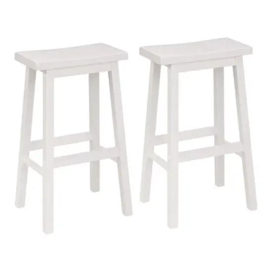 PJ Wood Classic Saddle Seat 29'' Kitchen Bar Counter Stool with Backless Seat & 4 Square Legs, for Homes, Dining Spaces, and Bars, White (4 Pack) image {1}