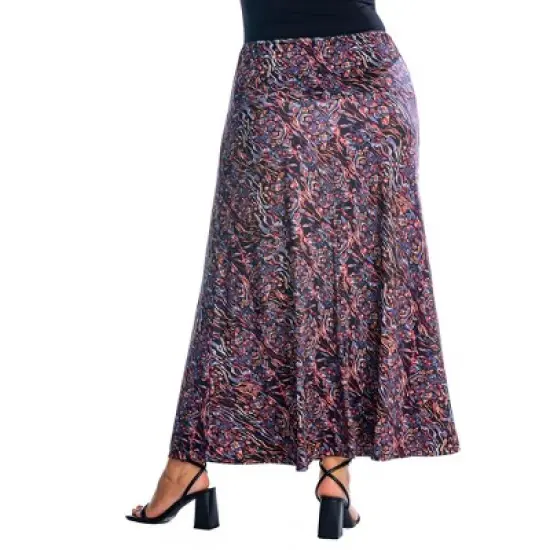 Womens Plus Size Abstract Floral A Line Maxi Skirt image {2}