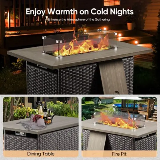 Gymojoy 8 Pieces Outdoor 6 Inch Sofa Swivel Chair Ottoman with Fire Pit Table image {13}