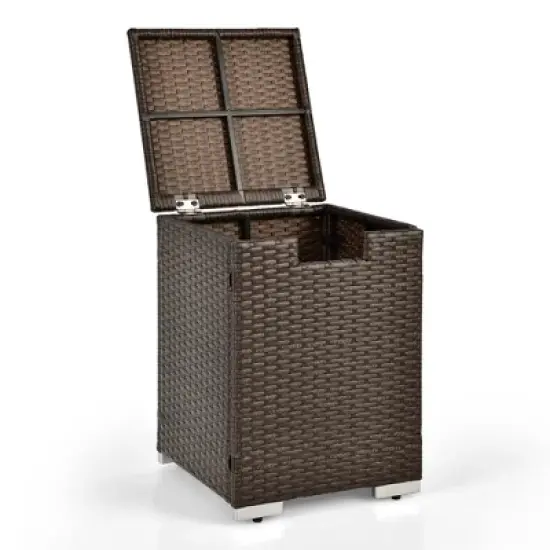 Costway 16'' Rattan Propane Tank Cover Hideaway Side Table 20 lbs Propane Gas Holder image {9}