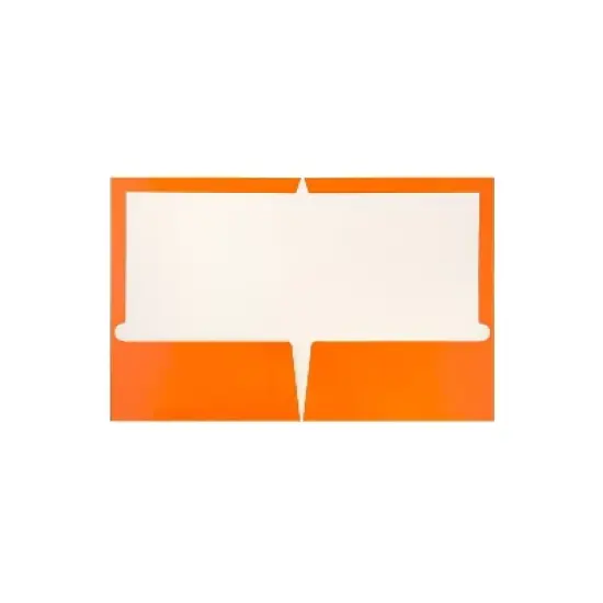 JAM Paper Laminated Two-Pocket Glossy Presentation Folders Orange 385GORD image {1}