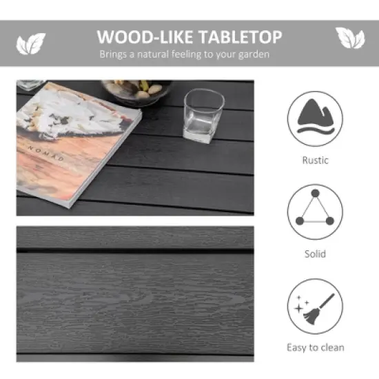 Resenkos Patio Dining Table For 4, Non-Slip Foot Pads, Aluminium, Plastic, Black image {6}