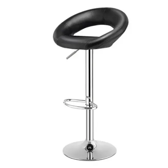 Costway Set of 4 Adjustable Bar Stools Swivel Pub Chairs Barstools PU Leather White/Black image {7}
