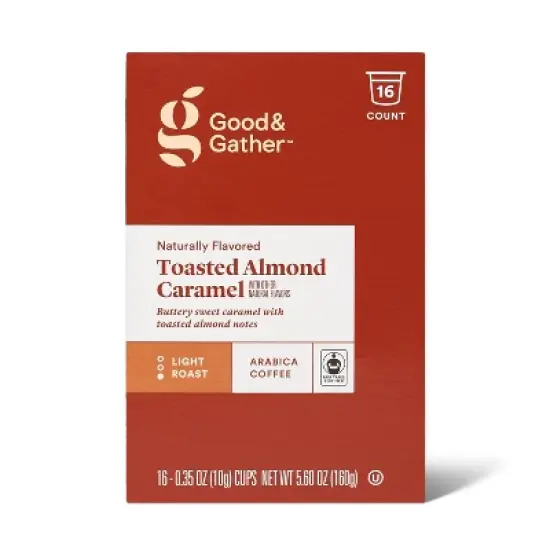 Naturally Flavored Toasted Almond Caramel Light Roast Coffee - 16ct Single Serve Pods - Good & Gather&trade; image {3}