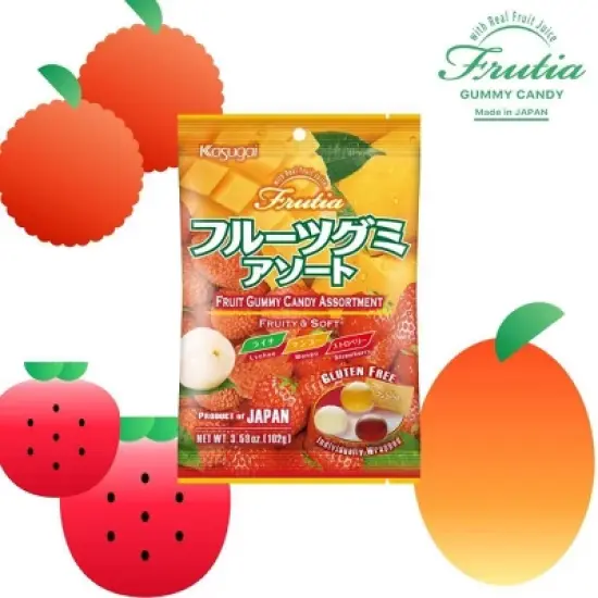 Kasugai Frutia Tropical Mix Gummy Candy - 3.59oz image {2}