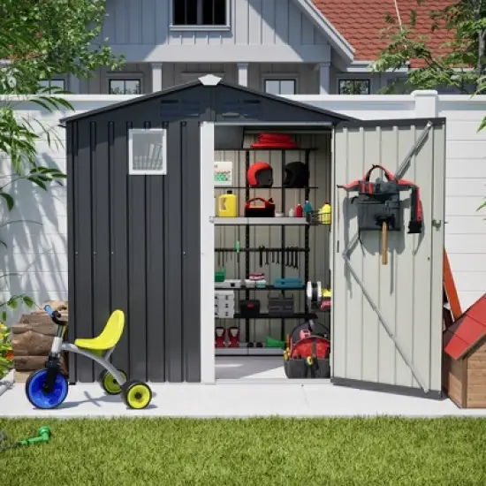 GDFStudio George Modern 6x4 FT Metal Outdoor Storage Shed image {7}