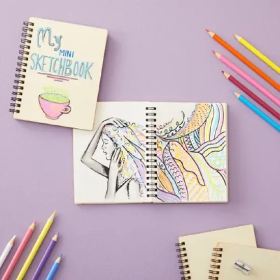 Juvale 4 Pack Wooden Cover Notebook, Spiral Bound Unruled Plain DIY Journal for Students, Sketches, Writing, Note Taking, 20 Sheets (4.5 x 5.8 In) image {2}