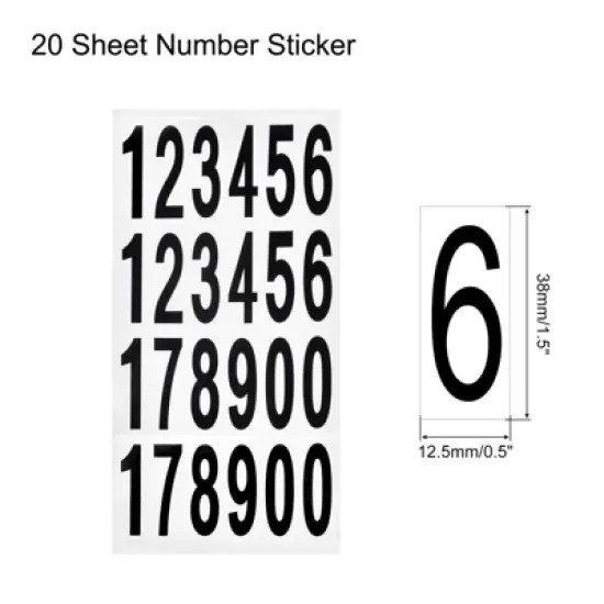 Unique Bargains Office Home Warehouse Self-Adhesive 12345178900 Mailbox Number Stickers 20 Sheets image {1}