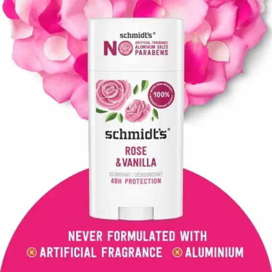 Schmidt's Natural Solid Deodorant - Rose & Vanilla - Aluminum-Free 2.65oz image {3}