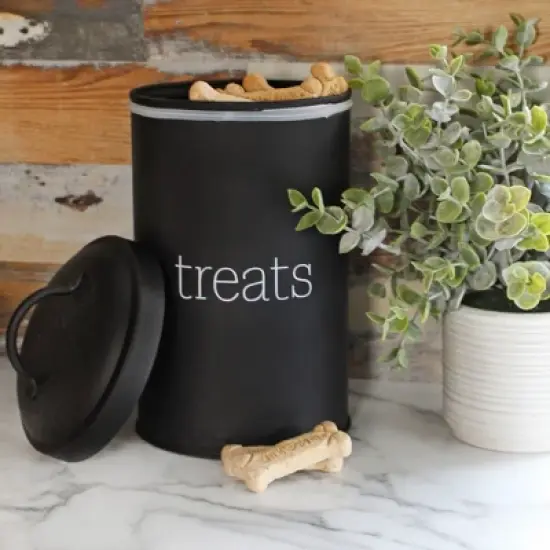 AuldHome Design Enamelware Dog Treat Jar, Modern Farmhouse Pet Treats Container image {1}