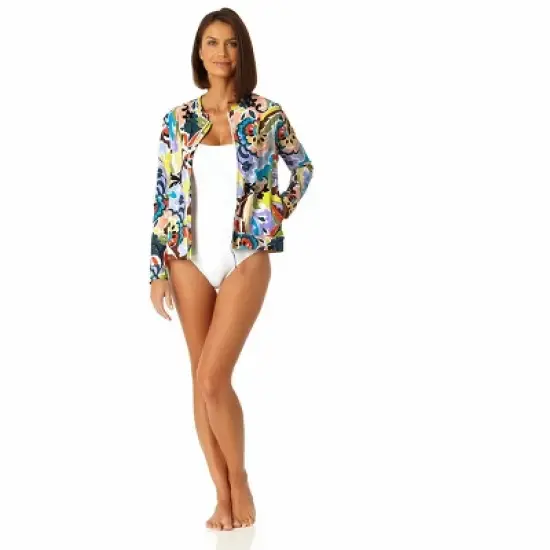 Anne Cole - Women's Long Sleeve Zip Front Rash Guard Top image {2}