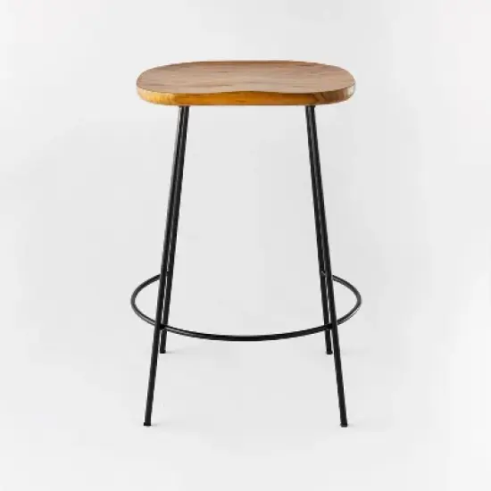 Metal Base Counter Height Barstools with Wood Seat Brown - Threshold&trade; designed with Studio McGee image {2}