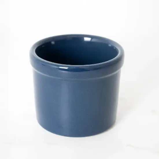 Ohio Stoneware Pickling Fermentation Crock, 1 Pint, Handmade for Food Preserving Cooking Utensil Storage and Decor, Blue image {4}